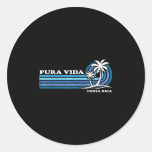  Retro Zomervakantie Costa Rica Pura Vida Ronde Sticker