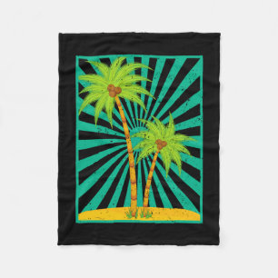 Retro zomervakantie kokospalmen tropisch fleece deken