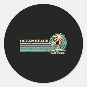 Retro Zomervakantie San Diego Ocean Beac Ronde Sticker