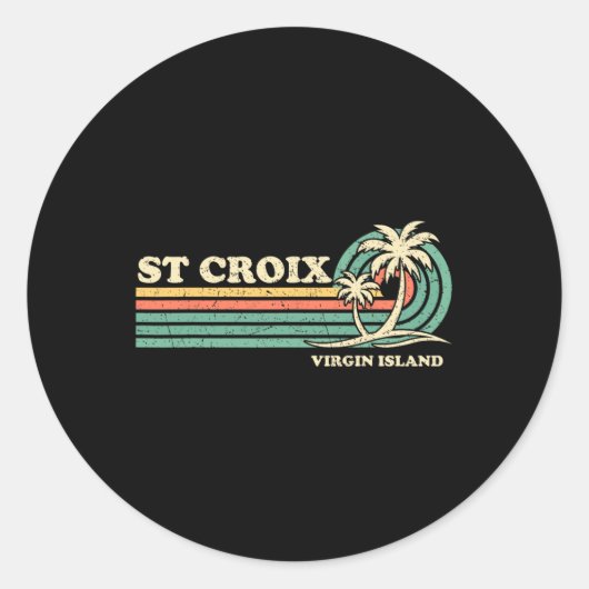  Retro Zomervakantie Virgin Island St. Cr Ronde Sticker (Voorkant)