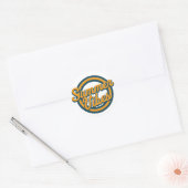 Retro zomervibes logo. ronde sticker (Envelop)