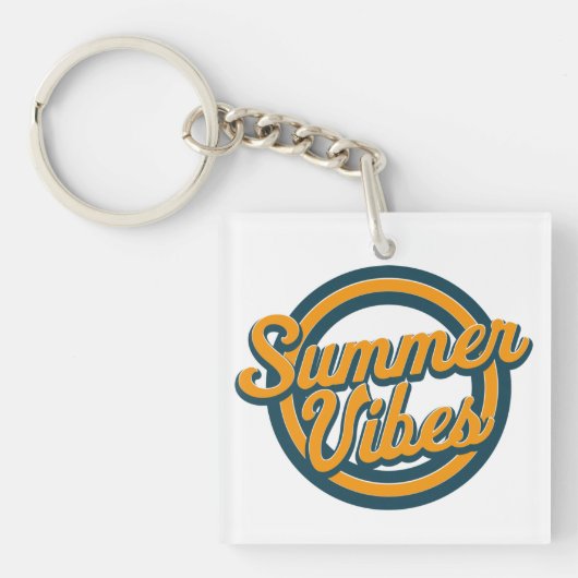 Retro zomervibes logo. sleutelhanger (voorkant)