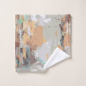 Retro zomervibes stoffig sinaasappel, taupe, aards bad handdoek (Wasdoekje)