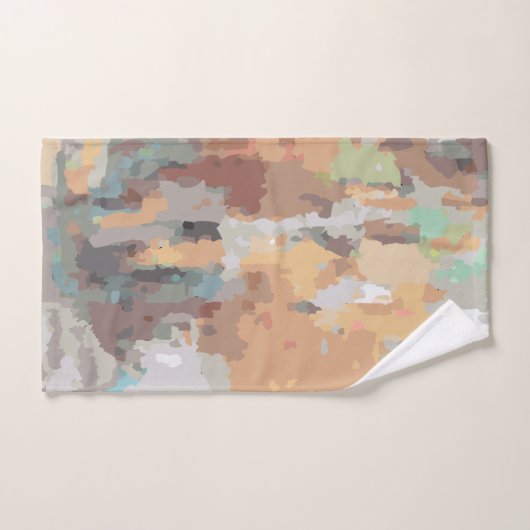 Retro zomervibes stoffig sinaasappel, taupe, aards bad handdoek (Handdoek)