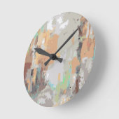 Retro zomervibes stoffig sinaasappel, taupe, aards ronde klok (Hoek)