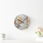 Retro zomervibes stoffig sinaasappel, taupe, aards ronde klok (Huis)