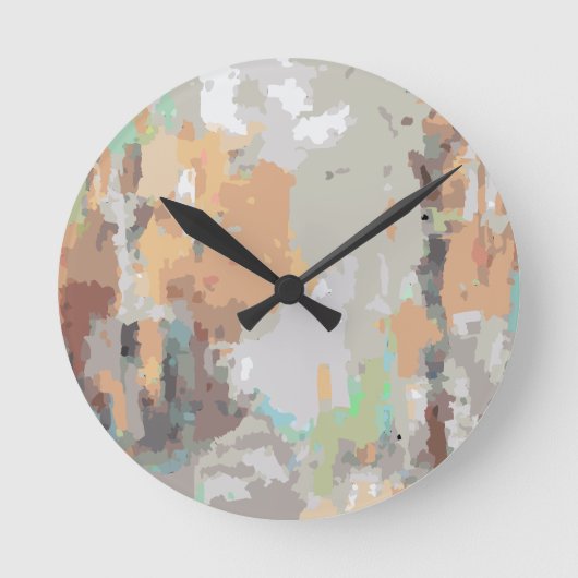 Retro zomervibes stoffig sinaasappel, taupe, aards ronde klok (Voorkant)