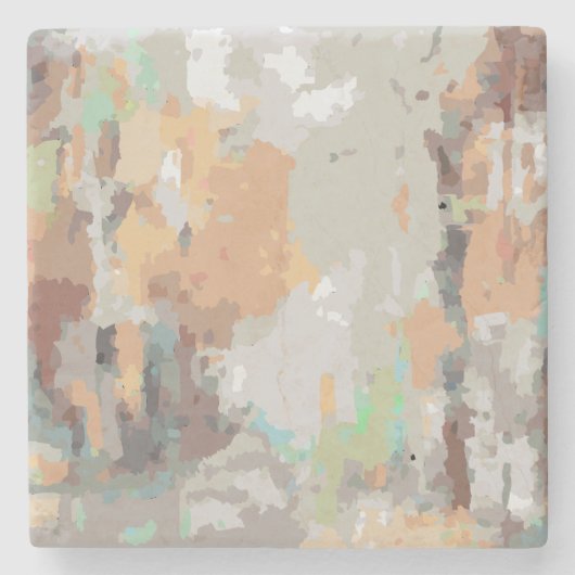 Retro zomervibes stoffig sinaasappel, taupe, aards stenen onderzetter (Voorkant)