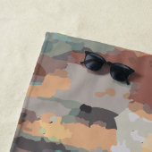 Retro zomervibes stoffig sinaasappel, taupe, aards strandlaken (In situ)