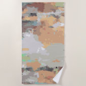 Retro zomervibes stoffig sinaasappel, taupe, aards strandlaken (Voorkant)