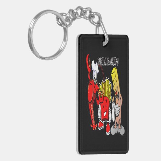Retro Zomervis en chips Sleutelhanger (Voorkant Links)
