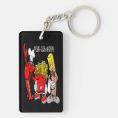 Retro Zomervis en chips Sleutelhanger (achterkant)