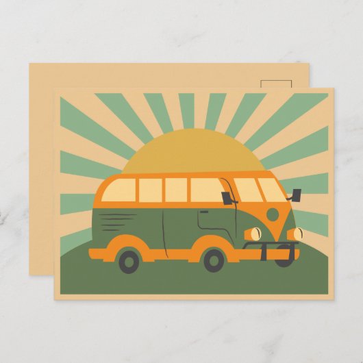 Retro zomerwagen briefkaart (Voorkant / Achterkant)