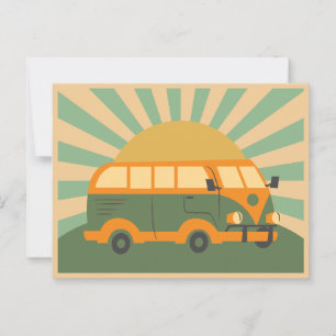 Retro zomerwagen briefkaart