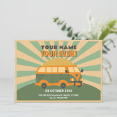 Retro zomerwagen kaart (Staand voorkant)