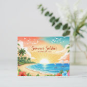 retro zomerzonnewende briefkaart (Staand voorkant)