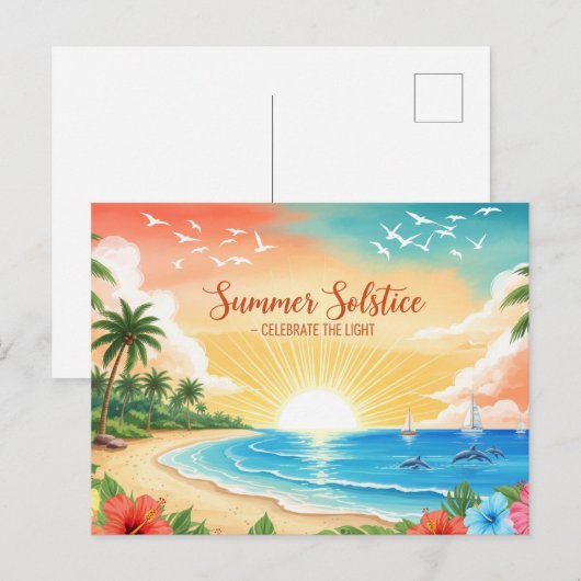 retro zomerzonnewende briefkaart (Voorkant / Achterkant)