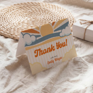 Retro Zon Baby Shower Groetbrief  Bedankkaart
