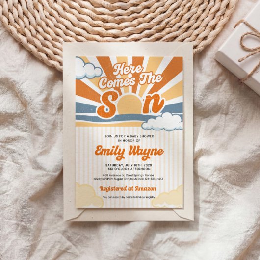 Retro Zon Baby Shower Uitnodiging