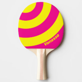 Retro Zon Doorweekt Drie Cirkel Streep met Naam Tafeltennisbatje