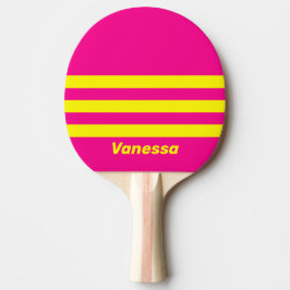 Retro Zon Doorweekt Drie Dwars Strepen met Naam Tafeltennisbatje