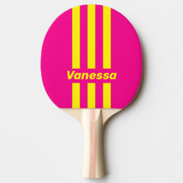 Retro Zon Doorweekt Drie Speld Strepen met Naam Tafeltennisbatje