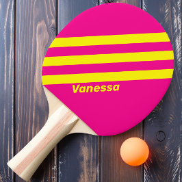 Retro Zon Doorweekt Drie Strepen met Naam Tafeltennisbatje