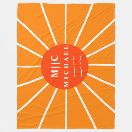 Retro zon eenvoudige moderne monogram gepersonalis fleece deken