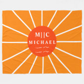 Retro zon eenvoudige moderne monogram gepersonalis fleece deken (Voorkant (Horizontaal))