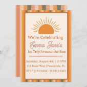 Retro Zon - Eerste Reis Rond de Zon Kaart (Voorkant / Achterkant)