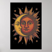 Retro Zon en Maan Unisex Poster (Voorkant)