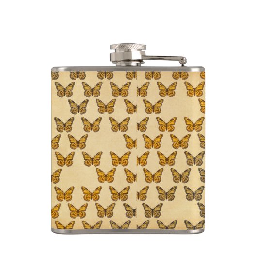 Retro  Zon en Vlinders Heupkolf Heupfles (Achterkant)