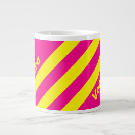 Retro Zon Gebronsd Drie Strepen met Naam Grote Koffiekop