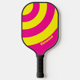 Retro Zon Gebronsde Drie Cirkel Streep met Naam Pickleball Paddle