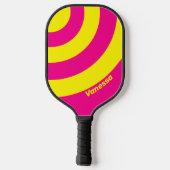 Retro Zon Gebronsde Drie Cirkel Streep met Naam Pickleball Paddle (Achterkant)