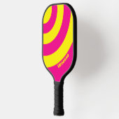Retro Zon Gebronsde Drie Cirkel Streep met Naam Pickleball Paddle (Links)