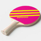Retro Zon Geweekt Drie Strepen Met Naam Tafeltennisbatje (Voorkant Gekanteld)