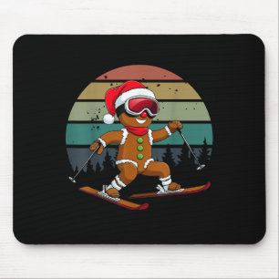 Retro Zon Gingerbread Man Skiing Santa Hat Xmas SK Muismat