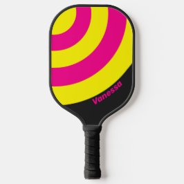 Retro Zon Glow Cirkel Streep met Naam Pickleball Paddle