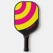 Retro Zon Glow Cirkel Streep met Naam Pickleball Paddle (Achterkant)