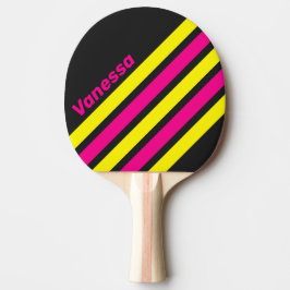 Retro Zon Glow Schuine Strepen met Naam Tafeltennisbatje