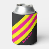 Retro Zon Glow Strepen met Naam Blikjeskoeler (Blikje Voorkant)