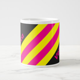 Retro Zon Glow Strepen met Naam Grote Koffiekop