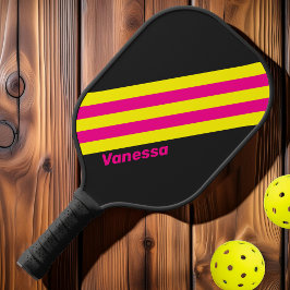 Retro Zon Glow Strepen met Naam Pickleball Paddle
