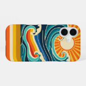 Retro Zon & Golven iPhone 16 Hoesje (Achterkant horizontaal)