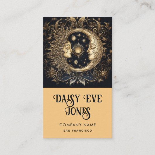 Retro Zon Maan Sterren Visitekaartje (Voorkant)