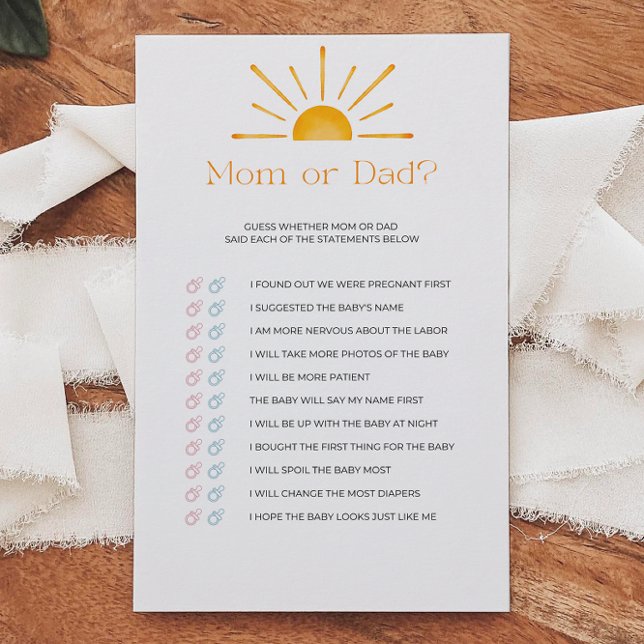 Retro zon mam of pap Baby shower spel (Creator heeft geüpload)