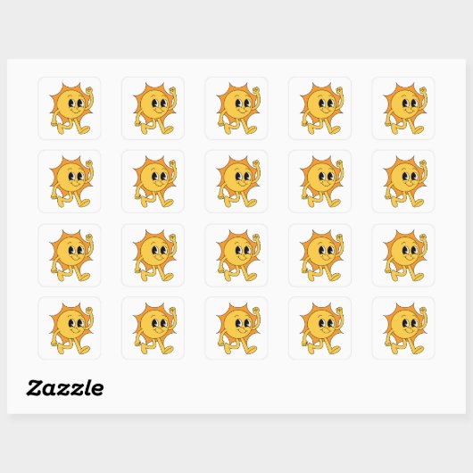 Retro Zon Smileys Vierkante Sticker (Vel)
