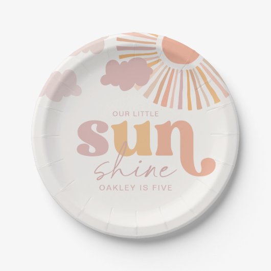 Retro zon verjaardagsfeest Borden Papieren Bordje (Voorkant)