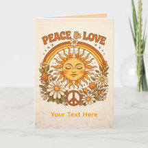 Retro Zon Vrede en Liefde Kunstkaart